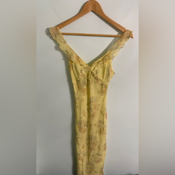 Réalisation Par Heidi Silk Dress in Zinnia Yellow Floral Print Size Small